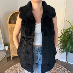 Vintage Rabbit Fur Vest with Pockets and Belt Loops